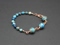 Handcrafted Asymmetrical Blue Crazy Lace Agate Bracelet in Copper, 7.00"