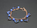 Handcrafted Czech Glass Heart Dangle Bracelet in Copper 7.00"