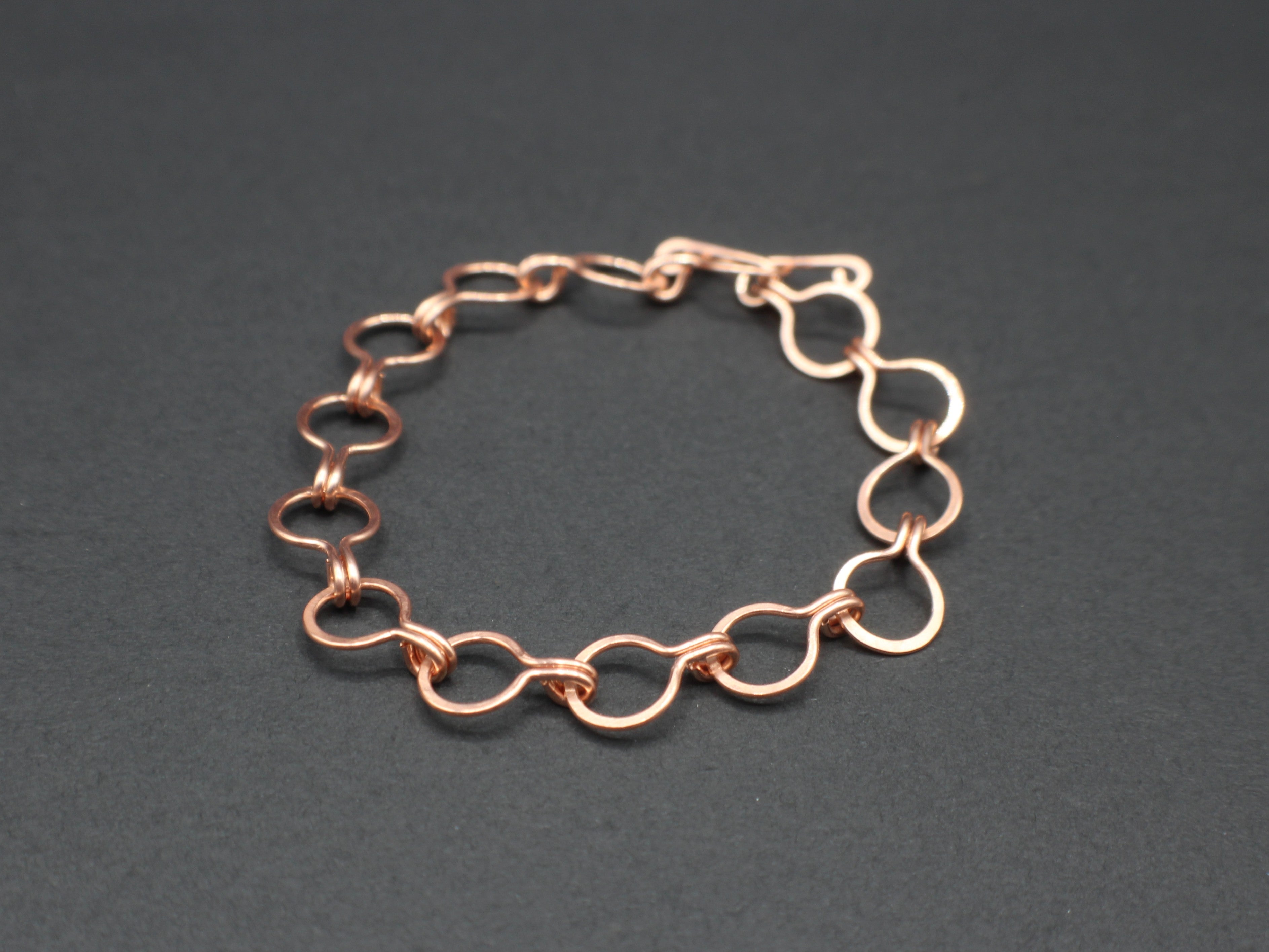 Handcrafted Hammered Copper Link Bracelet, 6.5"