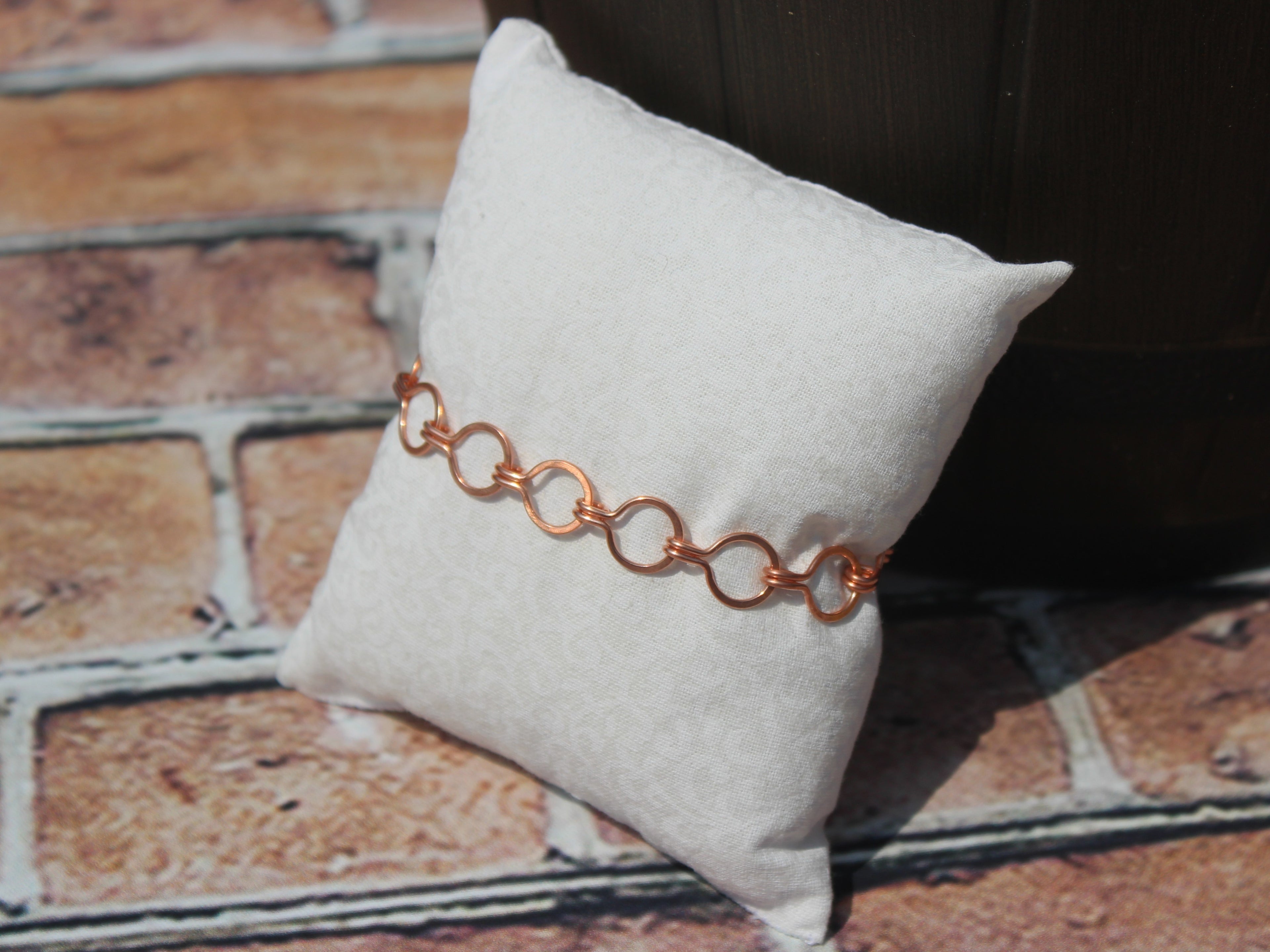 Handcrafted Hammered Copper Link Bracelet, 6.5"