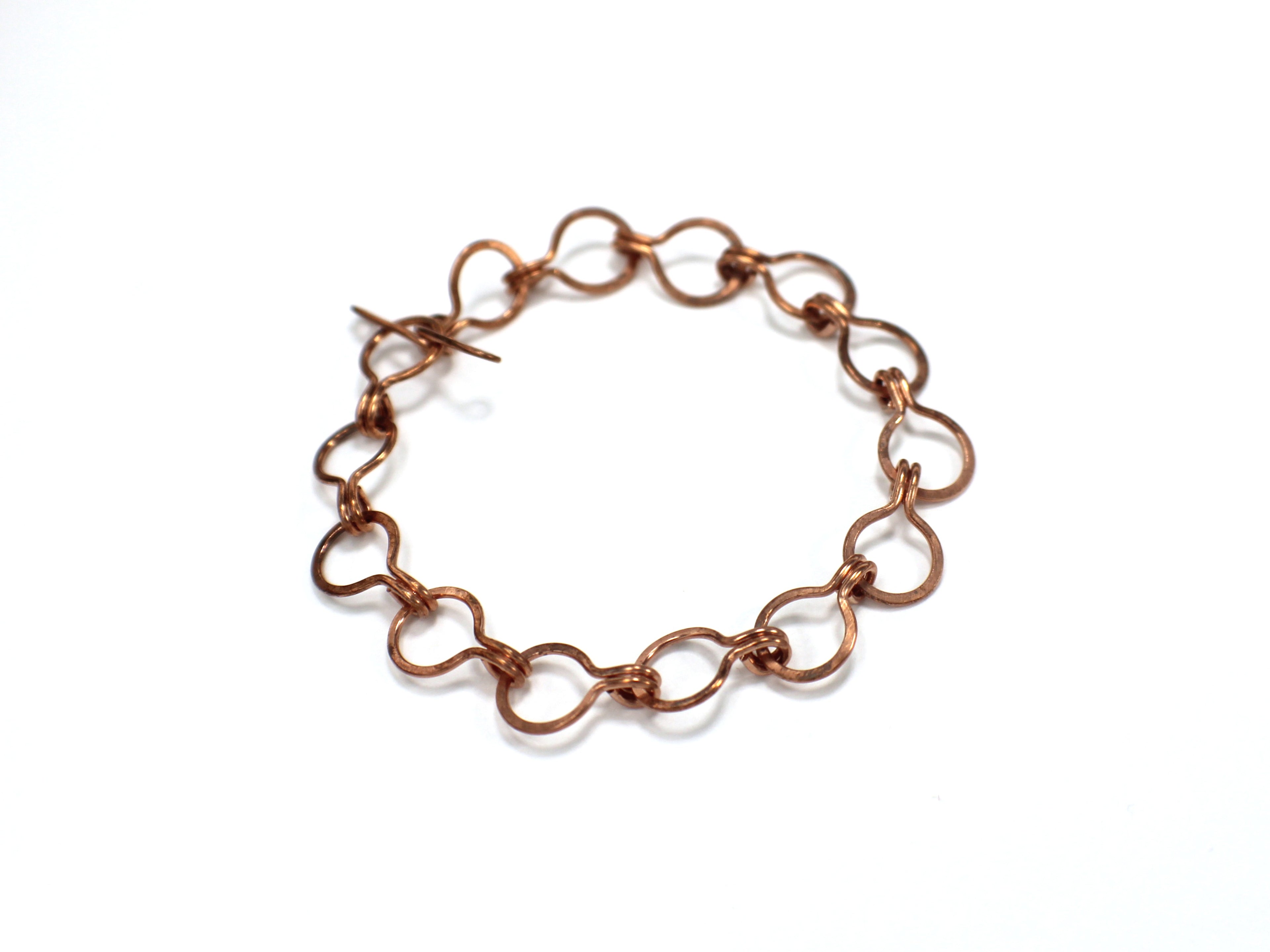 Handcrafted Hammered Copper Link Bracelet, 6.5"