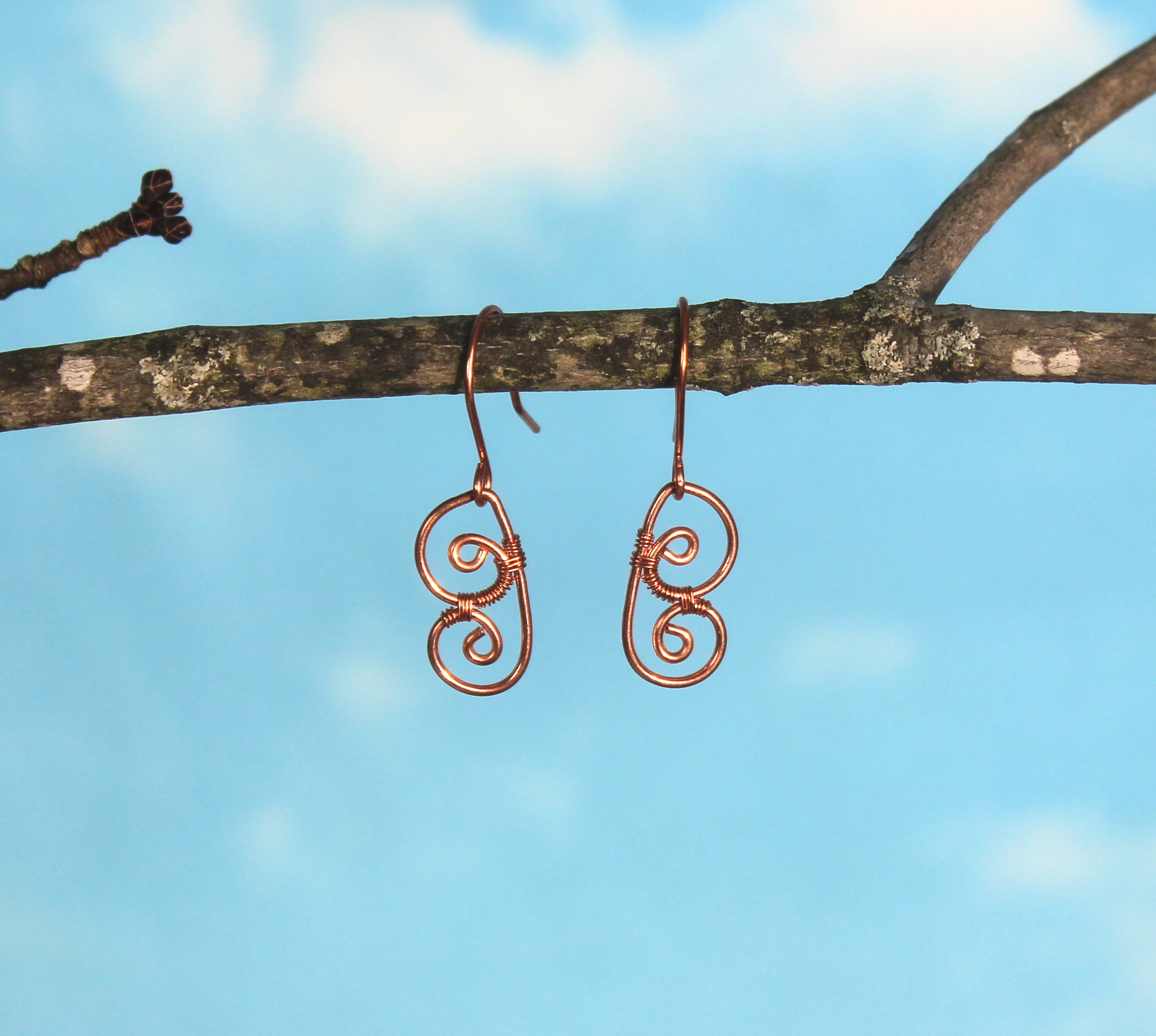 Handcrafted Copper Butterfly Wing Earrings