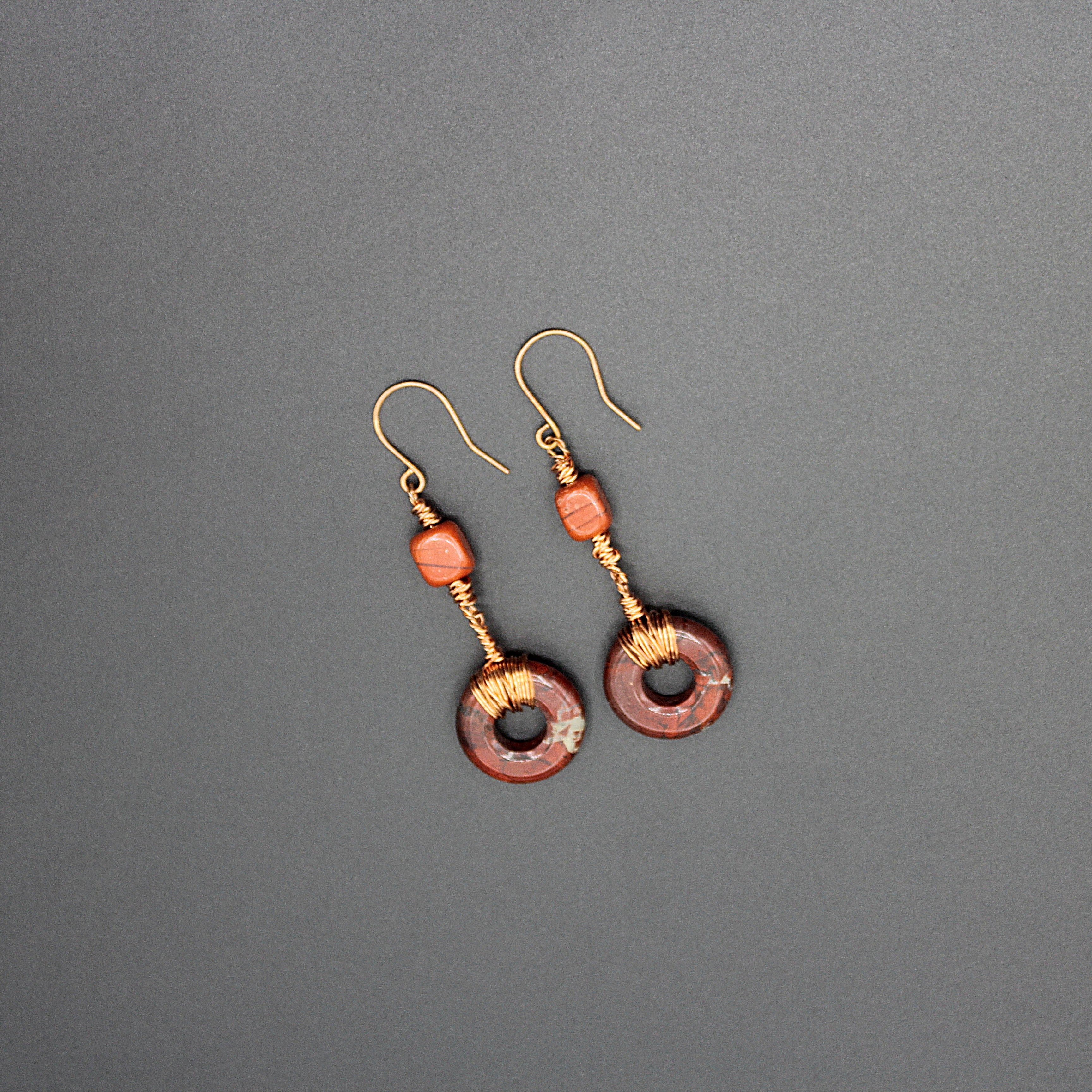 Handcrafted Copper Jasper Dangle Earrings