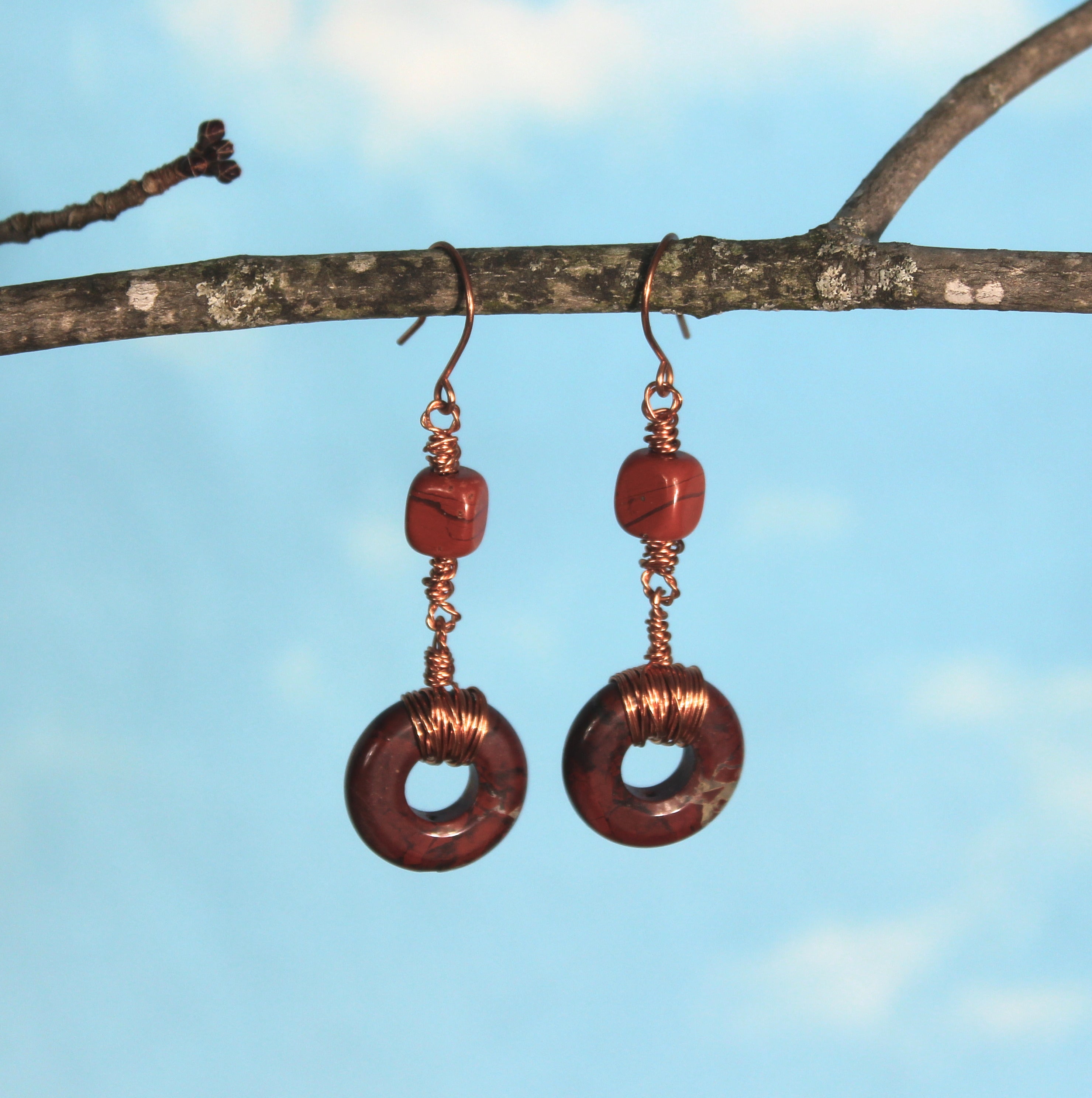 Handcrafted Copper Jasper Dangle Earrings