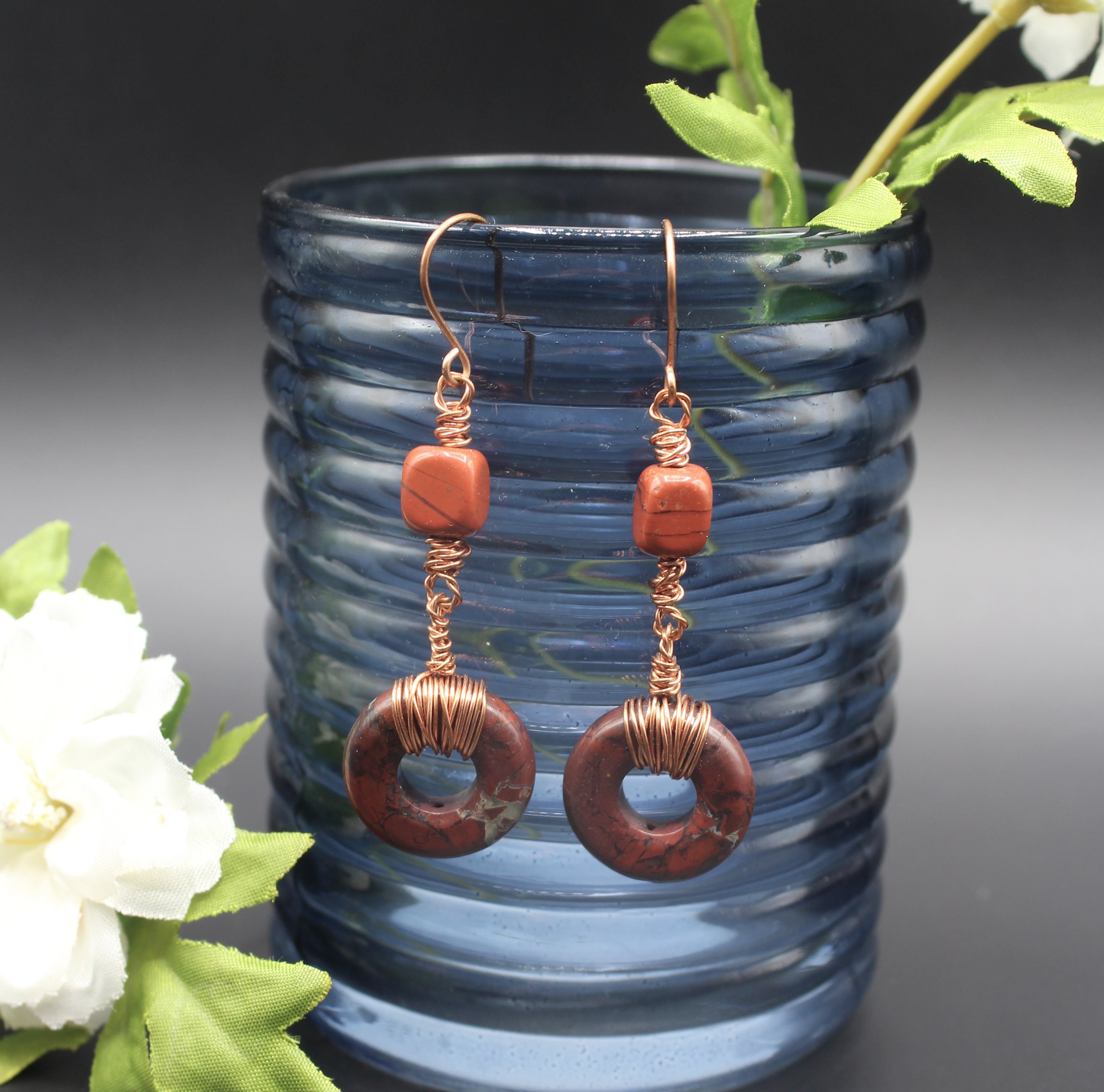 Handcrafted Copper Jasper Dangle Earrings