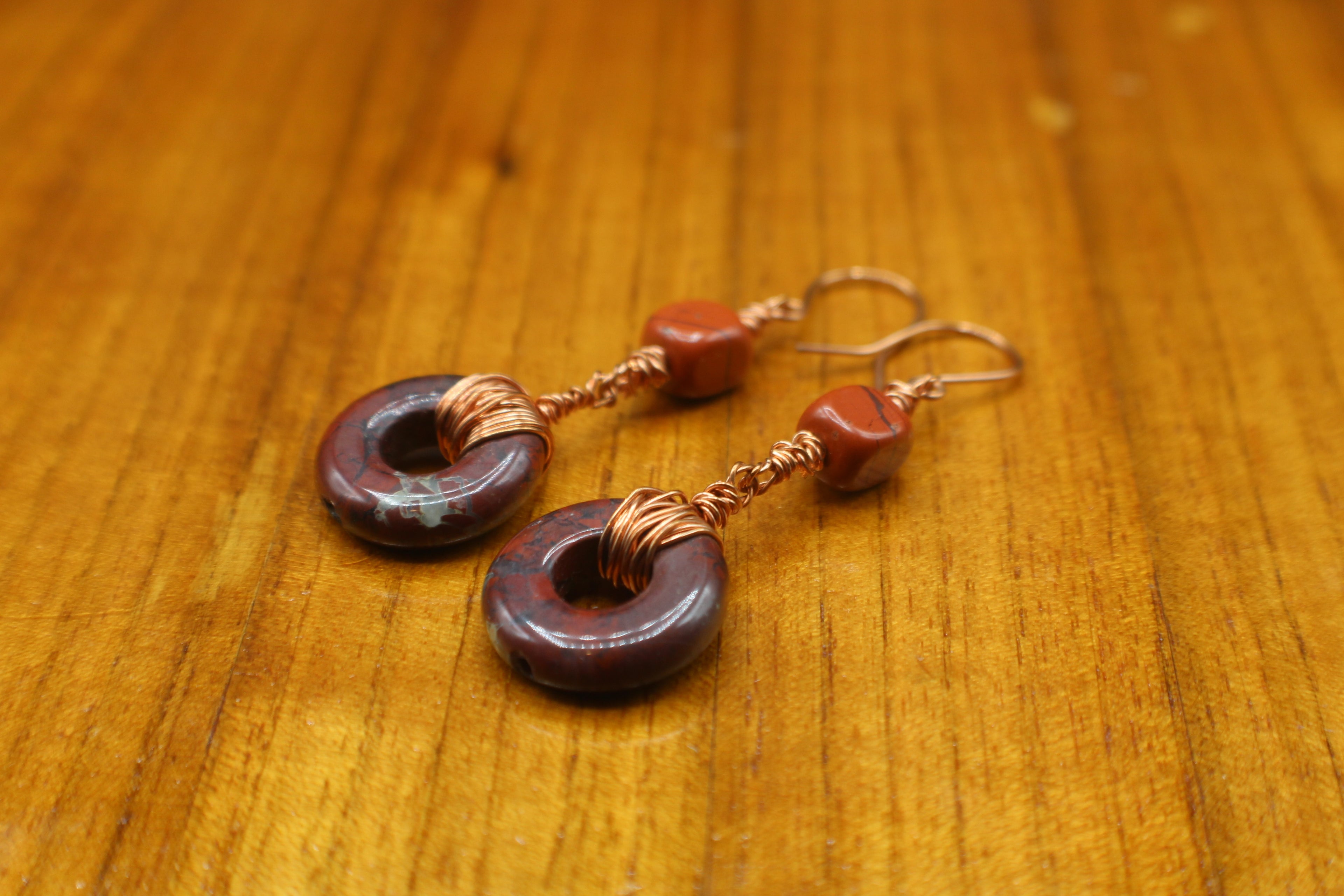 Handcrafted Copper Jasper Dangle Earrings